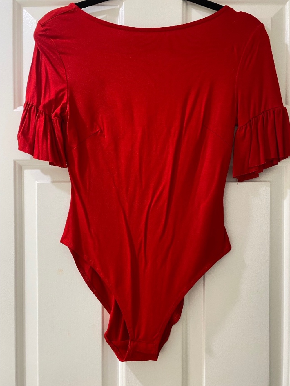 H&M Red Bodysuit With Ruffled Sleeves Size 8